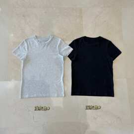 042803 春季新款男女日常休闲百搭纯色修身显瘦磨毛短袖T恤上衣