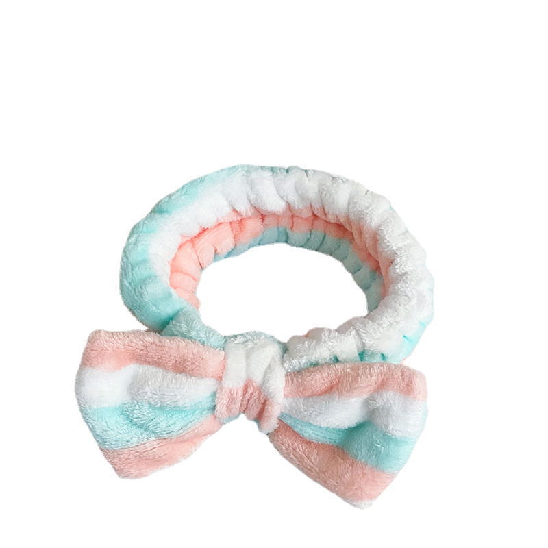 Europa y los Estados Unidos ondulado punto de leopardo coral mariposa fin correa de cabello mujer lavado cara banda de cabello rayas transfronterizas peluche adornamientos para el cabello al por mayor