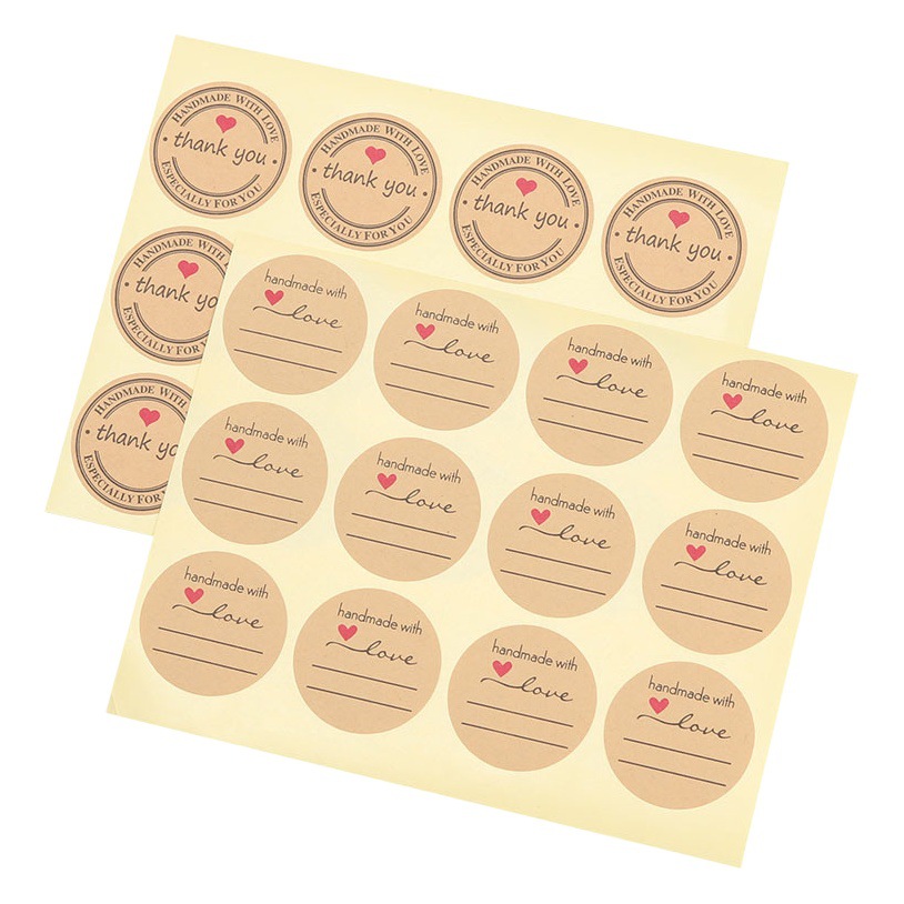 Hornear embalaje caja de embalaje pegatinas de sellado redondo amor pegatinas mano de piel de vaca adhesivo decorativo