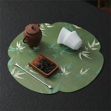 双面复古竹叶茶席 织锦加厚禅意桌垫 中式泡茶吸水干泡 茶道配件
