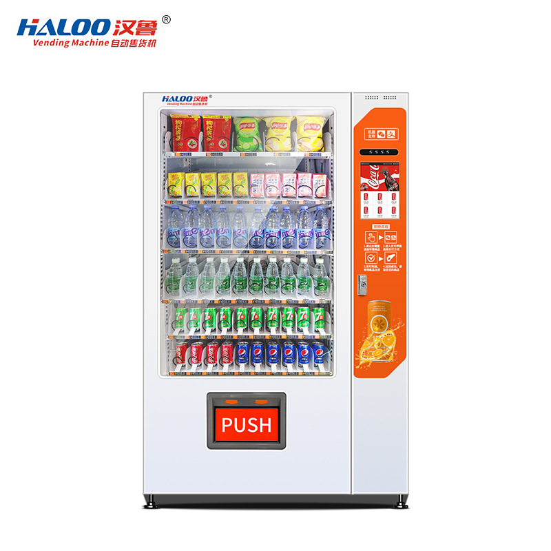 Hanlu marca nueva máquina expendedora de bebidas inteligente de gran capacidad máquina expendedora no tripulada de 10,1 pulgadas de pantalla táctil máquina de autoservicio