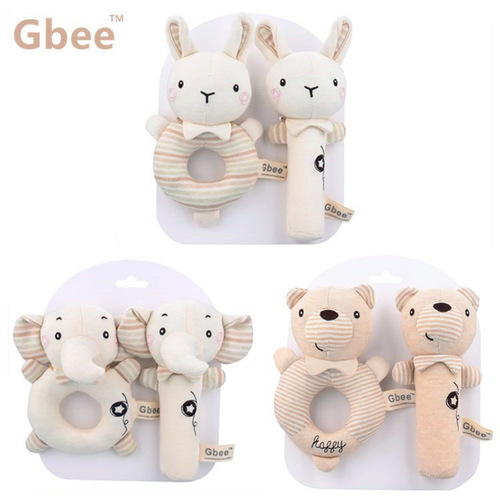 Gbee Baby Rattles Plush Toy Early Education Animal Round Rattle Toy Baby Soothing Toy