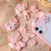 Cream phone case, accessory with accessories, materials set, purse, epoxy resin, fox, raccoon, handmade