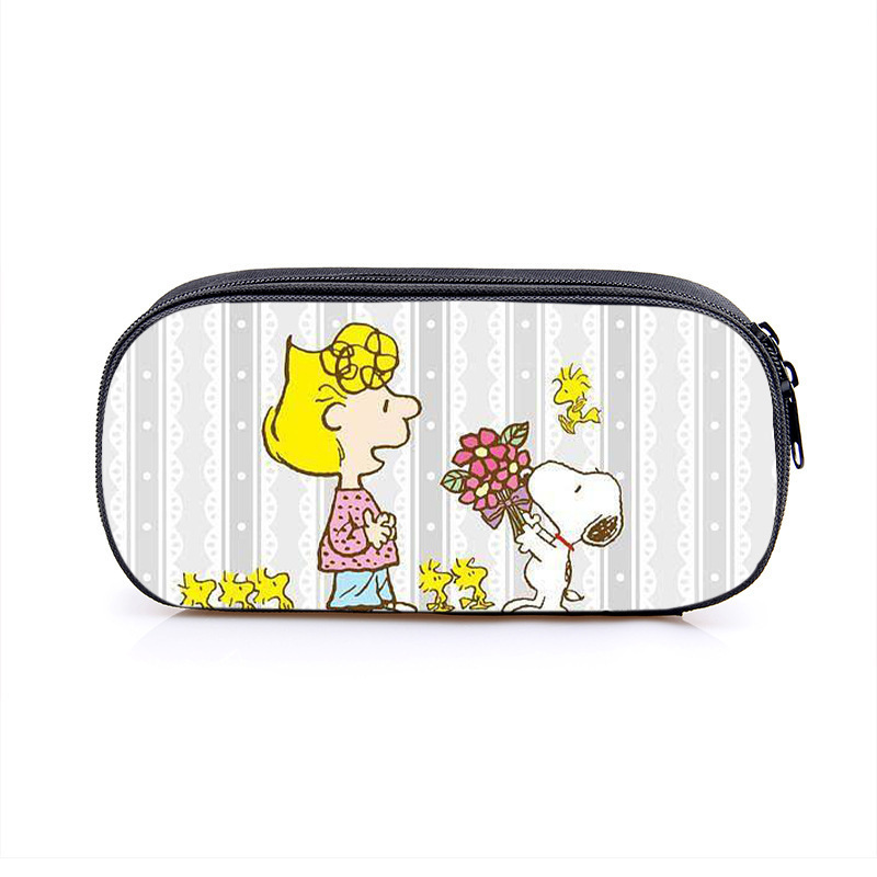 Nuevo Snoopy transfronterizo bolsas de lápiz de gran capacidad creativas caja de papelería de dibujos animados de alto valor de la cara caja de lápiz para estudiantes de primaria