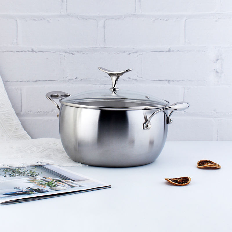 COOKONE18/10 Olla de sopa de manzana de pescado volador de acero inoxidable olla de cocción sin recubrimiento 22cm sopa gachas olla de fideos