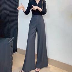 垂感西装裤高腰秋秋款OL通勤长裤显瘦百搭微喇裤子显高显瘦阔腿裤