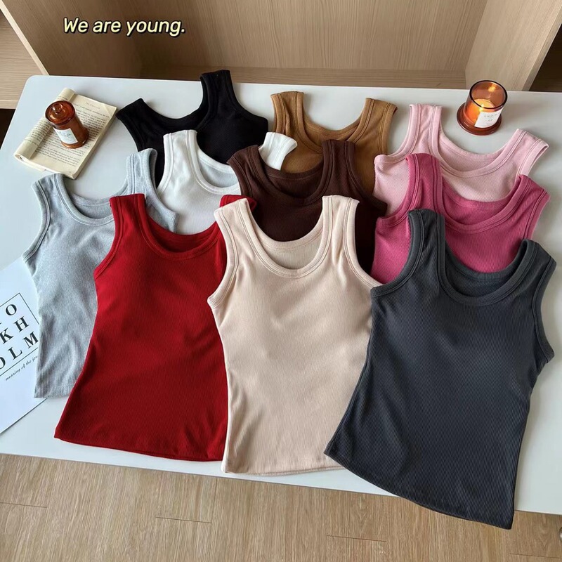 Autumn and Winter German Velvet Ten-Color Inner Layer Thickened Warm Sleeveless Vest with Chest Pads for Women, Slim Fit and Slimming Base Layer Warm Top