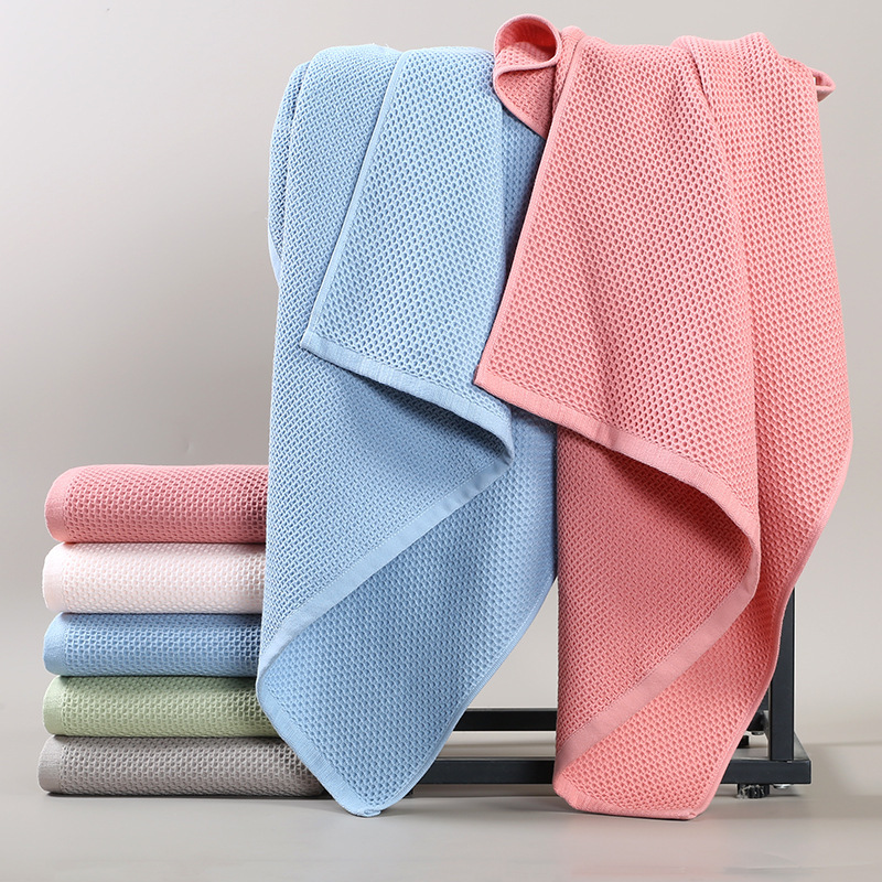 Factory Wholesale Class a Waffle Cotton Bath Towel, Fresh Honeycomb Bath Towel, Supermarket Promotion, One-Piece Dropshipping, Absorbent