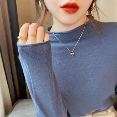 Half-high Collar Base Shirt Women's 2024 Autumn Inner Sweater White Thin Sweater French Style Autumn and Winter Western Style Top Half-high Collar Base Shirt Women's 2024 Autumn Inner Sweater White Thin Sweater French Style Autumn and Winter Western Style Top