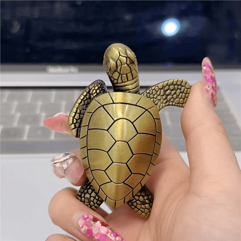Zhao Caijin Bao tortuga de oro infláble llama abierta encendedor creativo tortuga de oro pequeña tortuga de metal para enviar novio encendedor image 7