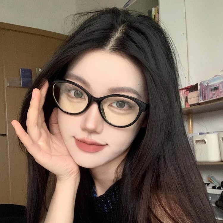 Fashionable Chanel-Style Cat-Eye Plain Eyeglass Frames for Women, Available with Prescription Lenses, Sheepskin Woven Temples, European and American Cross-Border Wholesale