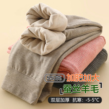 胖童保暖裤双层加肥加大秋裤中大童羊毛蚕丝高腰护肚打底棉裤批发