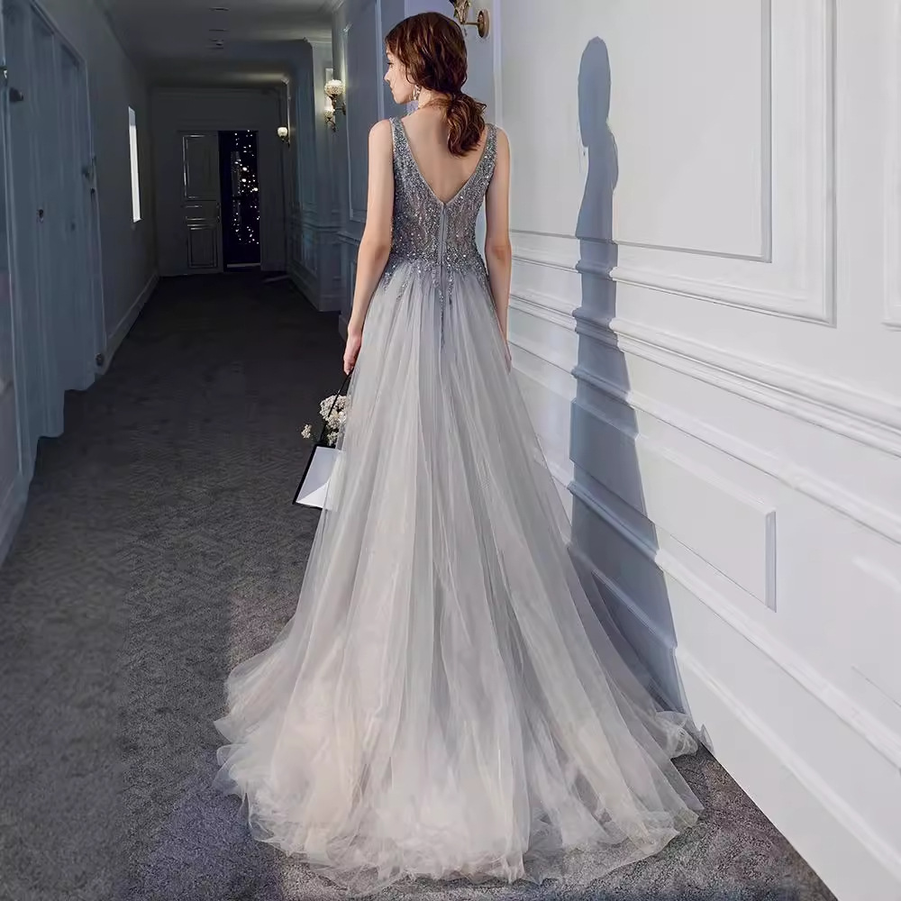 Vestido de fiesta anual para mujer 2026, nuevo estilo, para cumpleaños, adelgazante, sexy, sin espalda, con lentejuelas, para banquete, anfitriona, vestido de noche image 6