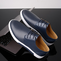 Men's Casual Board Sneakers Large Size Fashion Lattice Imported Shoes Men's Single Shoes Hole Style Men's Hole Leather Shoes Men's