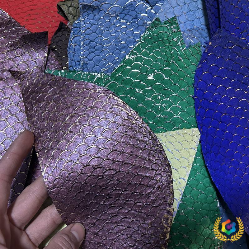 ✅特色烫金个性鲤鱼皮料 DIY镶嵌鲤鱼皮 锦鲤赐福