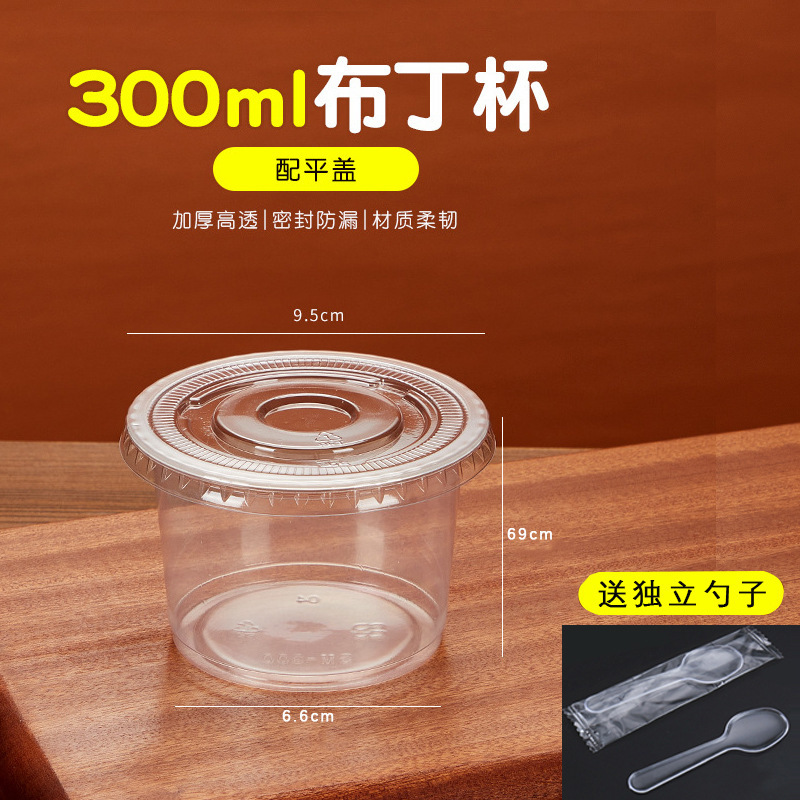 100 sets [300ml cup + flat lid + independent spoon]