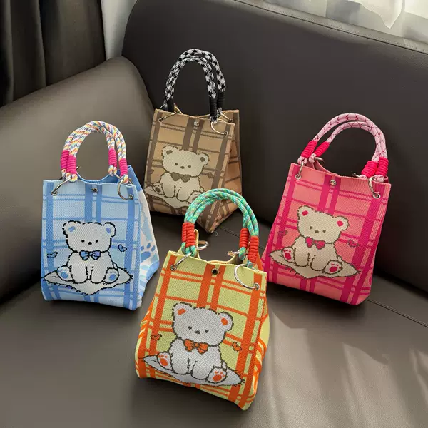 Versatile niche knitted handbag, bucket bag, crossbody bag, ring buckle bag, high-end niche large-capacity fashion bag for girls