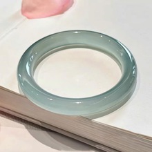 源头厂家原创天然冰种玉髓油青手镯远山黛薄荷绿玉镯翡翠色礼盒