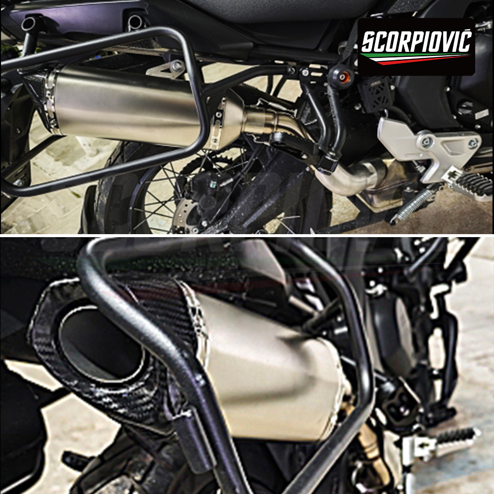 Suitable for Cfmoto 700Mt Mid-Tail Section Exhaust Pipe, Dream Star Hexagonal Scorpion Tail Section Muffler, Non-Destructive Installation