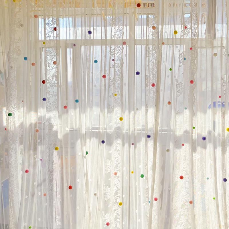 French Lace Gauze Curtain Dreamy White Girl's Bedroom Kidsren's Room Korean Pastoral Style Curtain Bookcase Partition Door Curtain