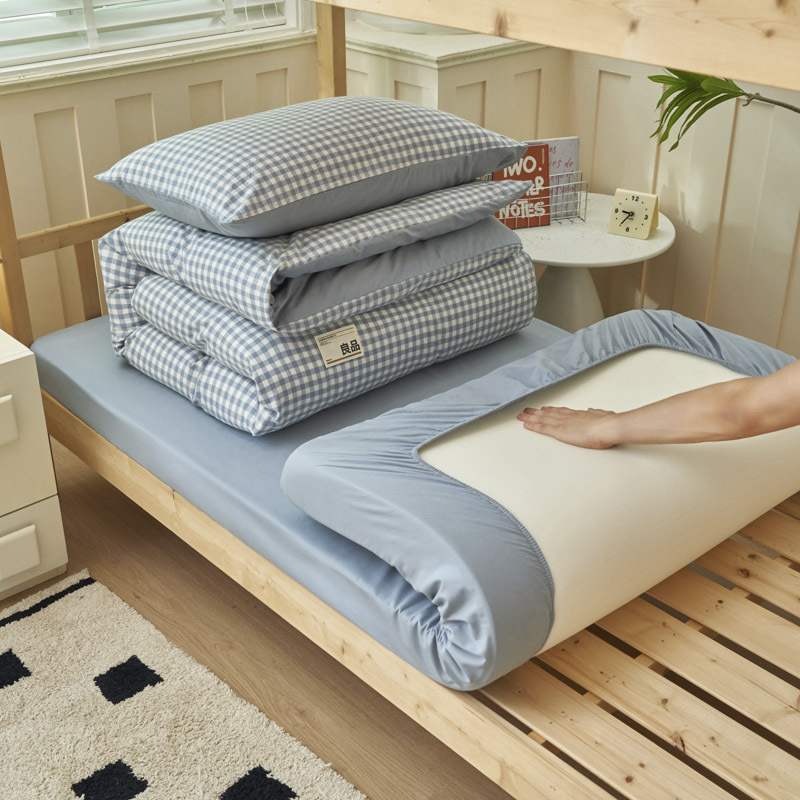 Algodón puro dormitorio universitario cama de tres piezas algodón 2025 verano nuevo estilo funda edredón sábana ropa de cama sábana ropa de cama