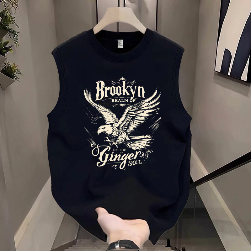 American-Style Trendy Brand Pure Cotton Vest Men's Sleeveless T-Shirt Summer Fashion Versatile Loose Sports Tank Top Undershirt