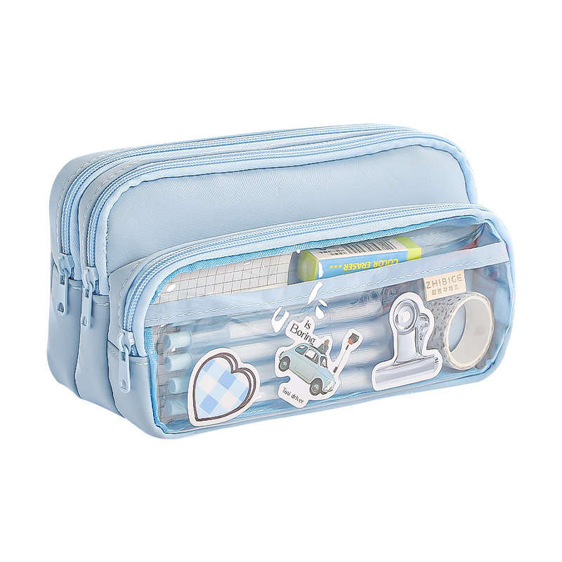 New Simple Transparent Pencil Case, High-Looking Niche, Non-Contrasting Stationery Bag, Light Luxury, High-End, Large-Capacity Pencil Case