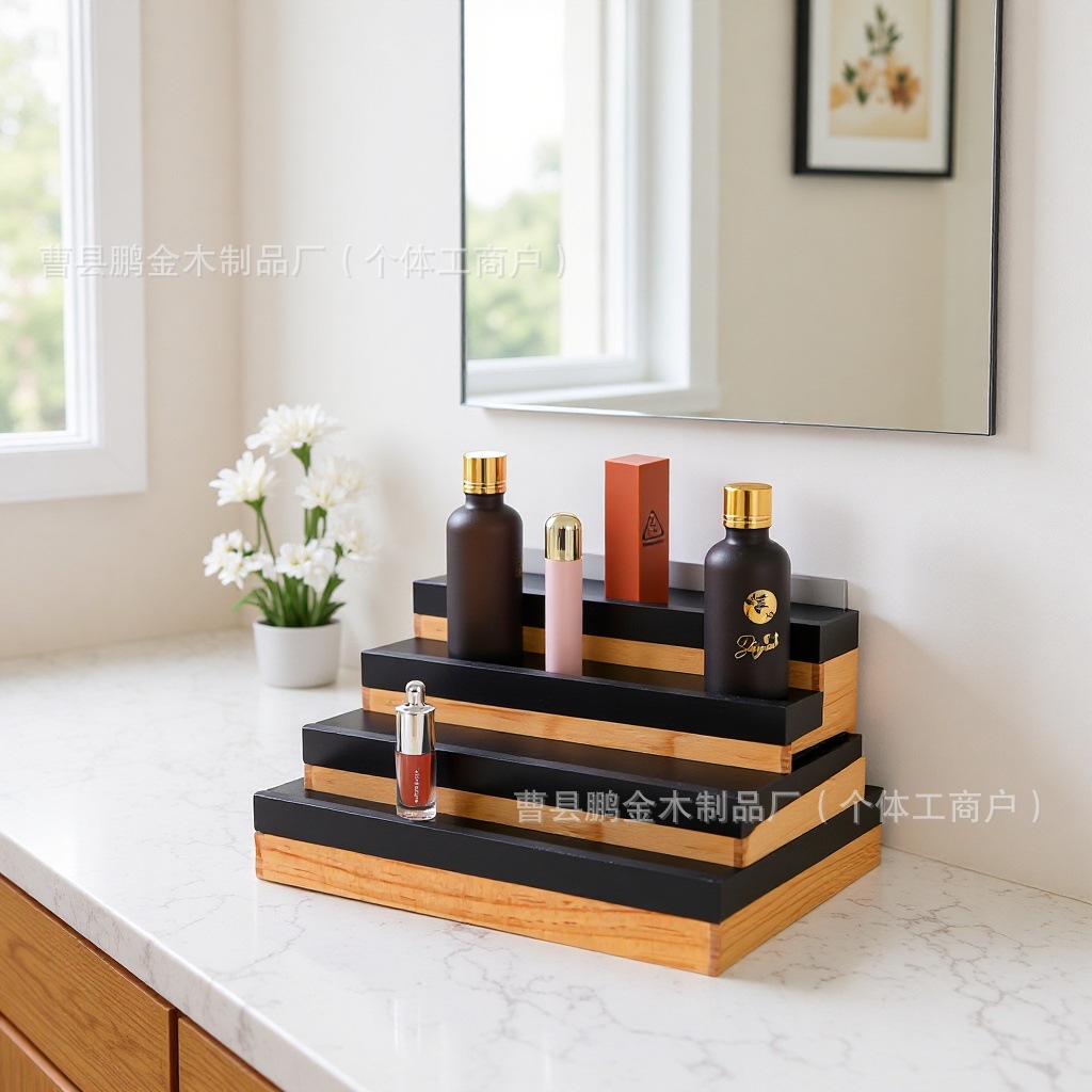 Modern Simple Wooden Multi-Layer Cosmetics Storage Rack Cosmetics Display Tray Desktop Storage Rack