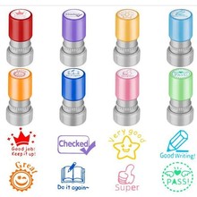 英文英语教师评语印章套装幼儿园光敏奖励卡通印小学生章礼盒CAT