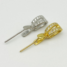 言晟S925纯银夹扣镶钻琥珀观音翡翠玉坠玉佛斜孔扣头吊坠扣夹扣