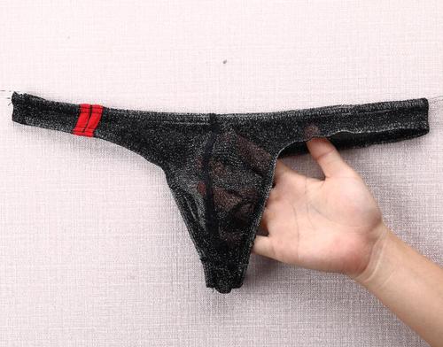 European and American Foreign Trade GAY Men's Underwear European and American Transparent Fine Mesh Baggy Low Waist Y-Strap T Pant Big Size E079 