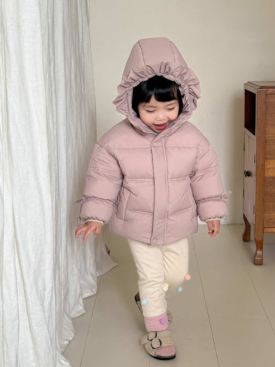 Sugar Pear ropa para niños invierno bebé engrosado chaqueta con capuchón 2024 nueva ropa de invierno para niñas