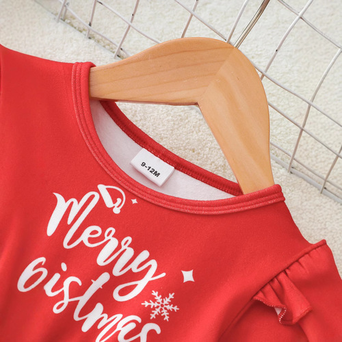 Baby Spring and Autumn Long Sleeve Dress Santa Claus Print Children's Dress