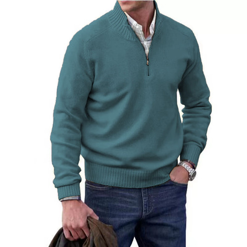 Cashmere sweater independent station foreign trade men's clothing zipper turtleneck sweater wool men's warm sweater open coat men