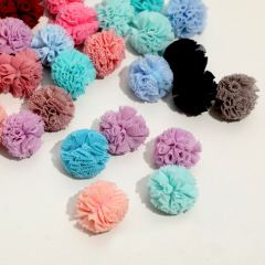 Lace fuzzy ball elastic mesh ball colorful monochrome shoe clothing hat handmade DIY accessories supply factory