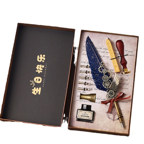 Duke Pen High-Quality Feathery Pen European Retro Dip Pen Gift Box Calligraphy Practice Writing Gift Engraving Seal