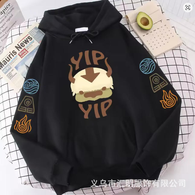 Avatar the Last Airbender Hoodie Men's Appa Yip Letter Print Spring Autumn Anime Tops Avatar the Last Airbender Hoodie Men's Appa Yip Letter Print Spring Autumn Anime Tops