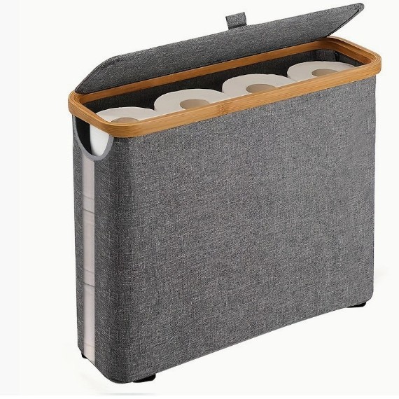 Cesta transfronteriza de artículos diversos y ropa sucia con tapa, cesta de almacenamiento de tela Oxford de bambú reciclada plegable, hogar con bolsa interior, caja de botella