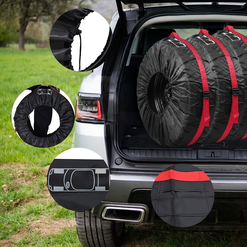 Car Spare Tire Cover, Full-Coverage Tire Cover, Waterproof and Dustproof Protective Cover, Snow Tire Cover, Protective Taffeta Storage Bag