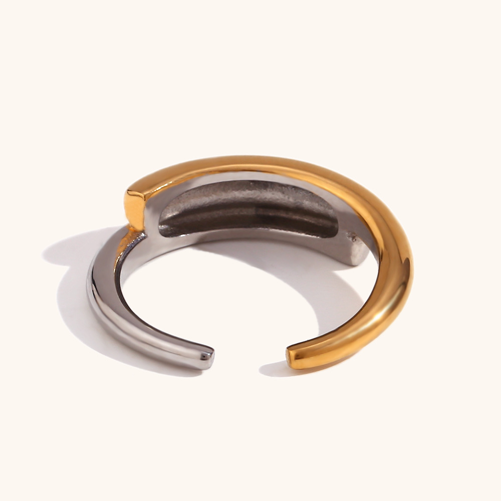 18K Real Gold Plated Plating Material Stone-Free Inlay Material PVD Coated Real Gold Plated 18K Gold Color Block Stainless Steel Simple Style Waterproof Non Tarnish Rings Bracelets