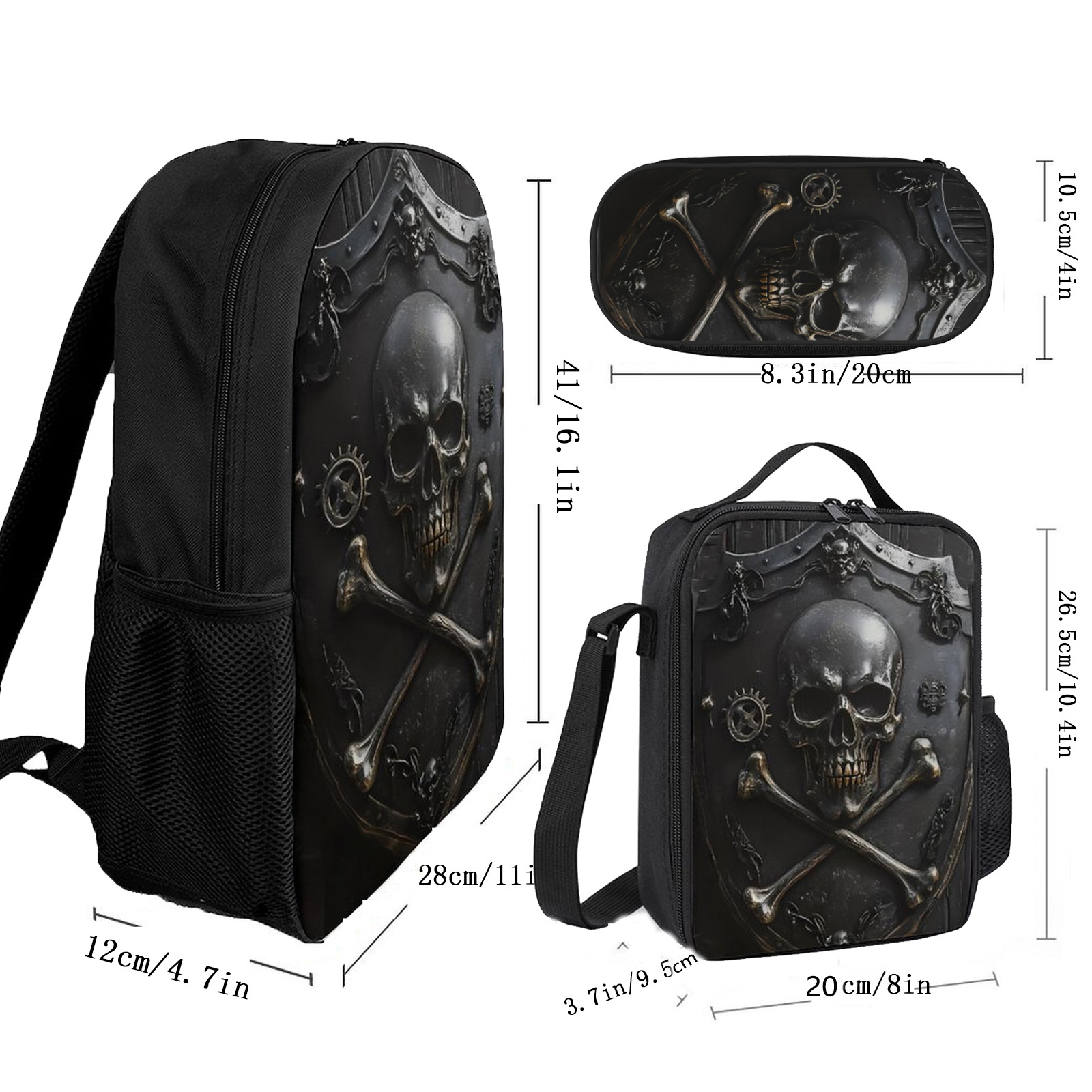 Nuevas mochilas transfronterizas para estudiantes de primaria, mochila de tres piezas, calavera, mochila de dibujos animados, fábrica al por mayor