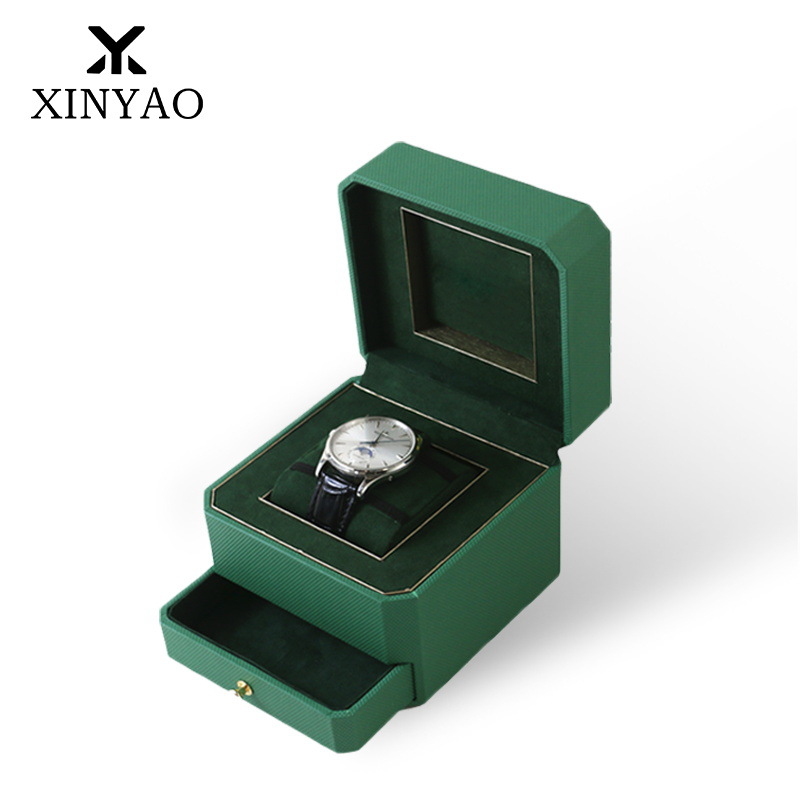 Drawer Flip Watch Packaging Box Light Luxury Jewelry Jewelry Necklace Storage Box Green Wristband Wooden Box Factory Direct Sale