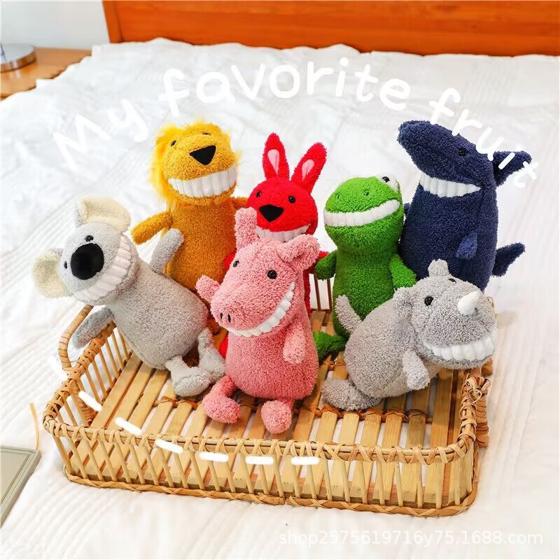 Popular Smiling Big Teeth Series Doll Plush Toys Nordic Style Tooth Animal Foreign Trade Cross-Border Dolls Wholesale