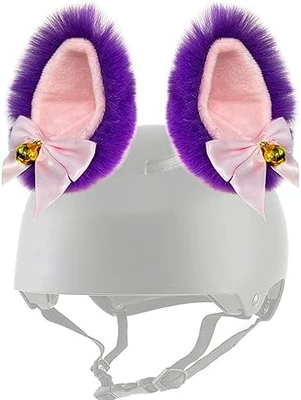 Helmet Accessories Electric Motorcycle — Motosiklet dəbilqələri - purple-cat-ears-with-lights