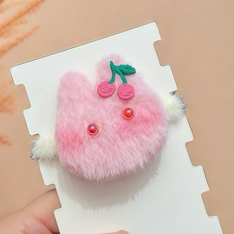 Niños de paja de dibujos animados peluche clip para el cabello adorable bebé blush conejo cuerdas de cabello lateral clip para el cabello