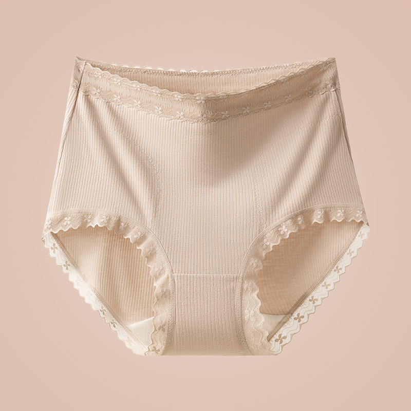 Cálido, cintura alta, abdomen, encaje sin costuras, ácido poliláctico, entrepierna antibacteriana, parche grueso de invierno, ropa interior de algodón cálido, damas.