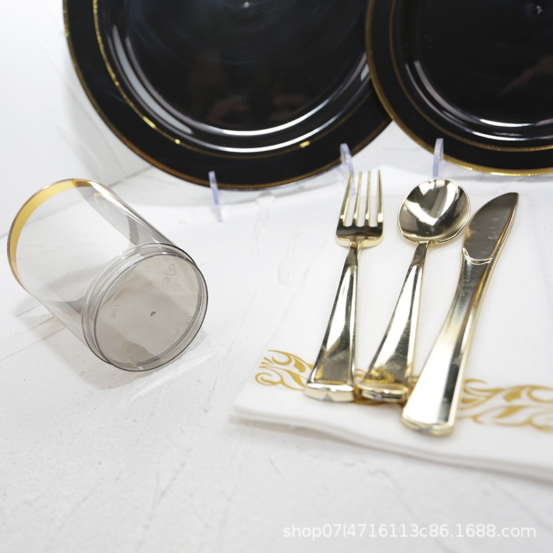 175 unids desechable negro bronceado disco de comida traje de boda vajilla plato de pastel de 7,5 pulgadas Placa de 10 pulgadas