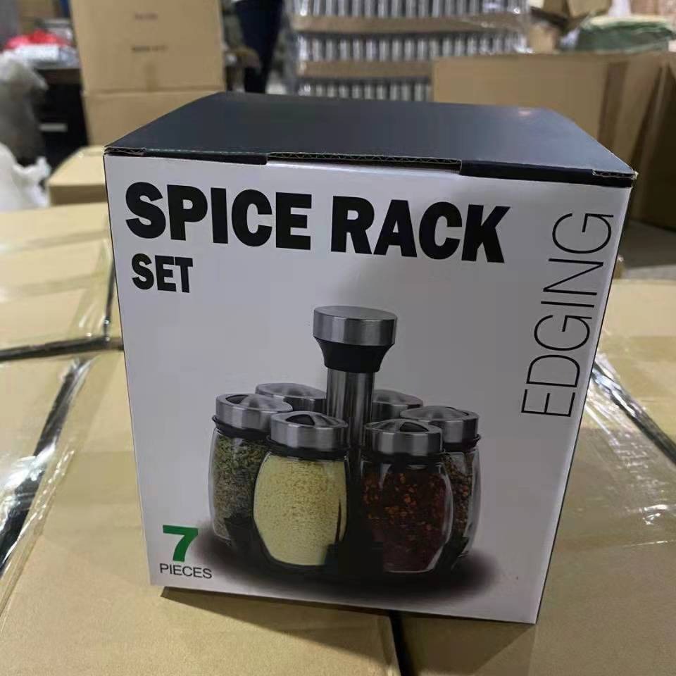Estante de especias tarro de condimento base giratoria botella de condimento suministros de cocina de 7 piezas tarro de condimento botella de condimento traje