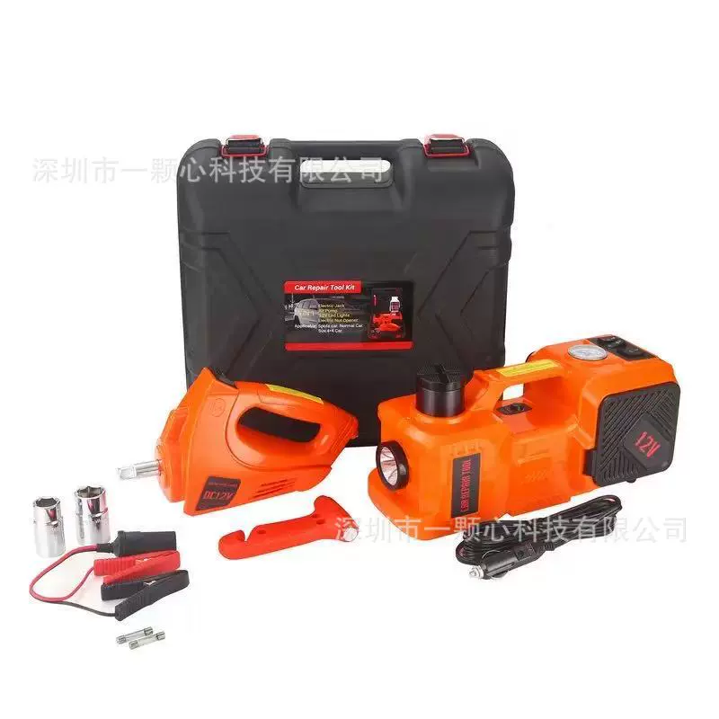 12V车用多功能电动液压千斤顶车载汽修工具卧式充气泵扳手重型