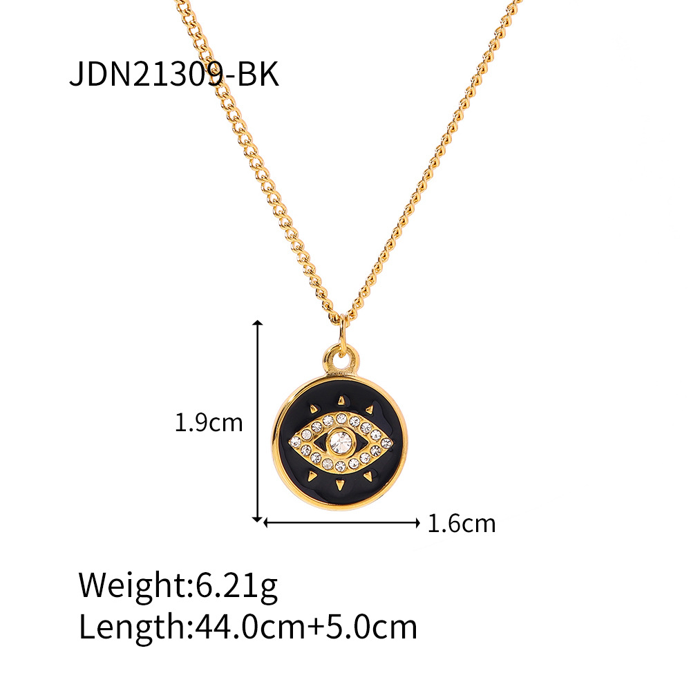 Fashion Devilu0027S Eye Stainless Steel Plating Artificial Diamond Pendant Necklace